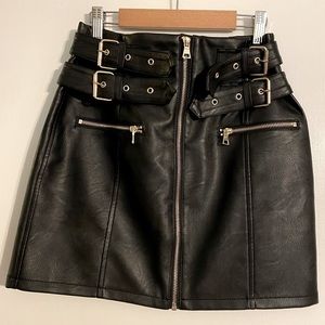Top shop leather zip up mini skirt